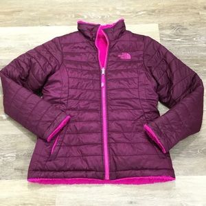 THE NORTH FACE Full Zip Up Purple Reversible Quilted Jacket Girl's Small 5-6 Yrs